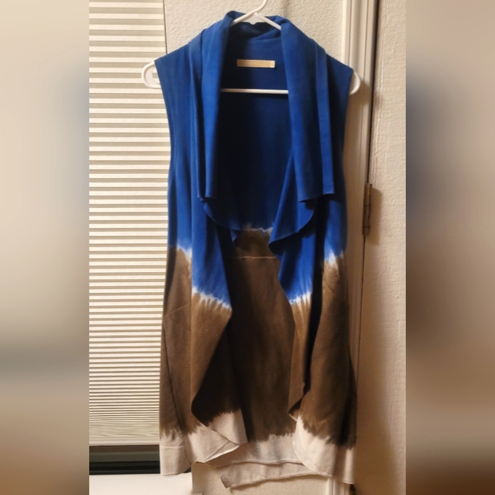 Vest, multi color Khaki, Blue 36 inchs/3 feet, Beautiful detail Original Couture